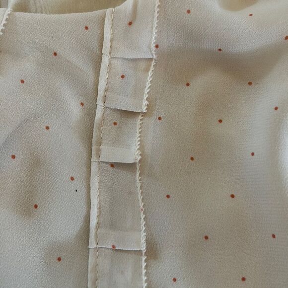 Loft cream pink polka dot ruffle sleeveless blouse Size M - Picture 7 of 10